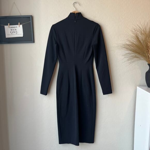 Amina Muaddi x Wolford Dress Black Turtleneck Long Sleeve Midi Dress Size Small - Picture 8 of 11